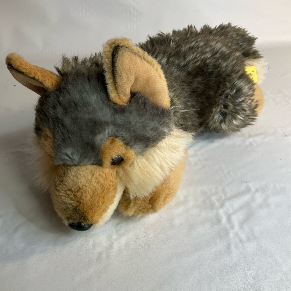 Aurora Miyoni Wolf Laying Down Plush Stuffed Toy Tricolor Gray Multi